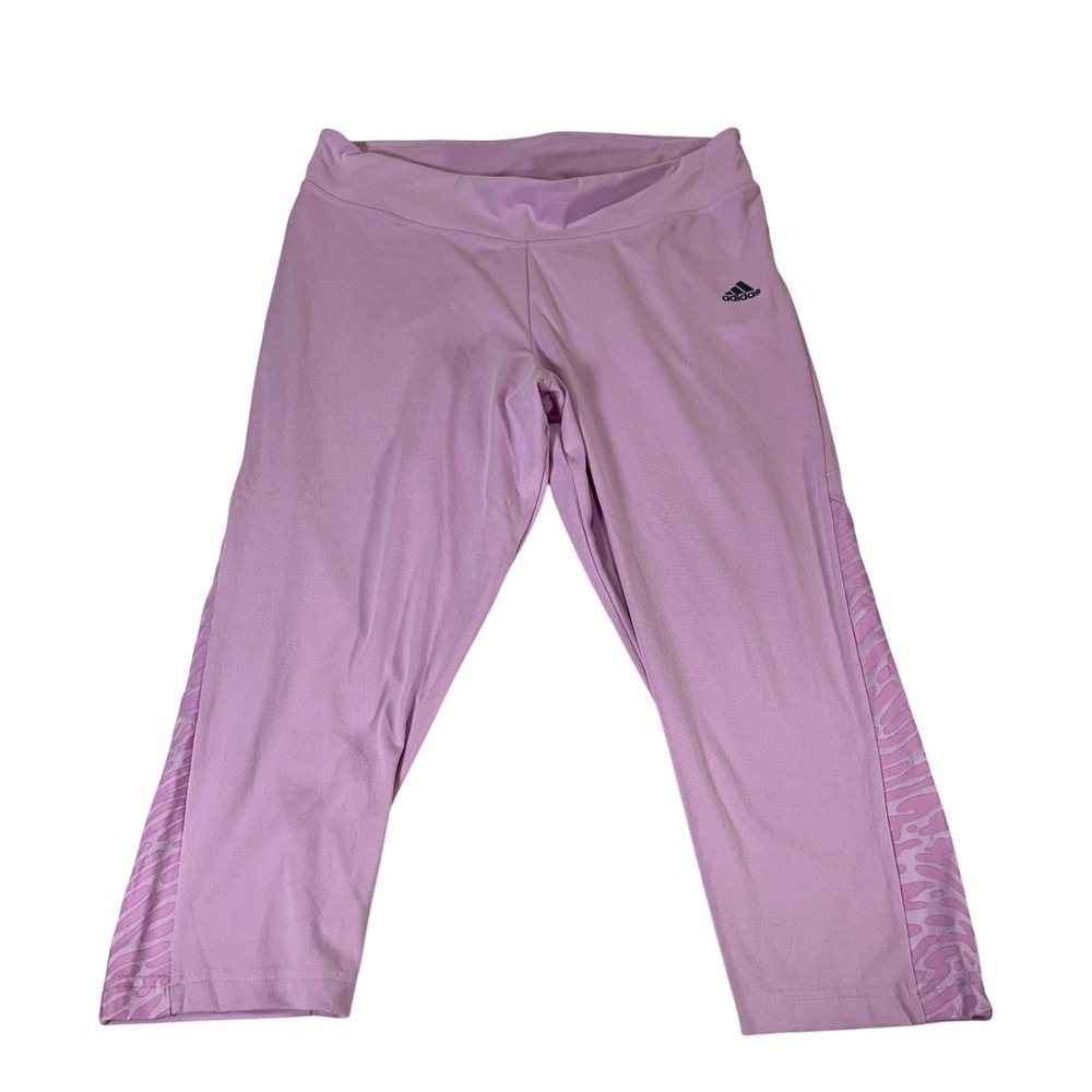 Adidas Aeroready Womens XL Purple Cropped Capri Leggings Animal Print GV6587